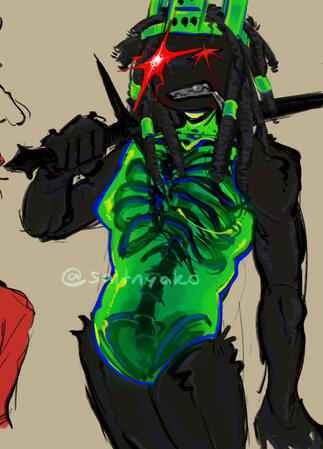 halfbody - rendered sketch - no background